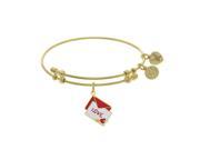 Angelica 18k Yellow Gold Over Brass 7.25 Inches Love Letter Bangle Bracelet Adjustable