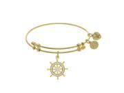 Angelica 18k Yellow Gold Over Brass 7.25 Inches Ships Wheel Bangle Bracelet Adjustable