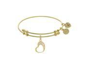 Angelica 18k Yellow Gold Over Brass 7.25 Inches Heart With CZ Bangle Bracelet Adjustable