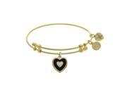 Angelica 18k Yellow Gold Over Brass 7.25 Inches CZ Heart Bangle Bracelet Adjustable