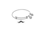 Angelica 18k White Over Brass Enamel Mustache Tween Bangle Charm Bracelet 6 Inches Adjustable