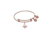 Angelica 18k Pink Over Brass CZ Butterfly Tween Bangle Charm Bracelet 6 Inches Adjustable