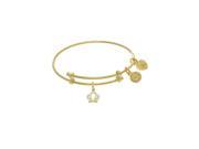 Angelica 18k Yellow Over Brass CZ Crown Tween Bangle Charm Bracelet 6 Inches Adjustable