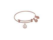 Angelica 18k Pink Over Brass CZ Peace Tween Bangle Charm Bracelet 6 Inches Adjustable
