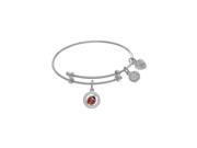 Angelica 18k White Over Brass Lady Bug with CZ Tween Bangle Charm Bracelet 6 Inches Adjustable