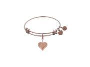 Angelica Pink Tone Brass Heart Cross Bangle Charm Bracelet 7.25 Adjustable