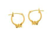 JewelStop 14K Real Yellow Gold Butterfly Tubular Hoop Earrings 10mm Small