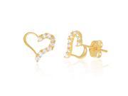 JewelStop 14K Yellow Gold Open CZ Heart Love Stud Post Earrings