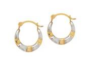 JewelStop 14K Yellow White Gold Round Tubular Hoop Earrings