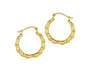 JewelStop 10k Real Yellow Gold Bamboo Hoop Earrings