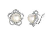 JewelStop Sterling Silver Cultured Pearl CZ Star Stud Earrings