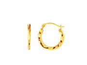 JewelStop 14k Yellow Gold 15mm X 1mm Twisted Hoop Earrings