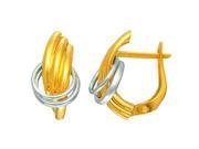 JewelStop 14k Two Tone Gold Interlocking Circle Huggie Earrings 10mmx15mm