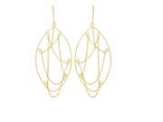 JewelStop 14K Yellow Gold Open Diamond Cut Cable Chain Strand Drop Earrings 40mmx20mm