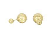 JewelStop 14K Yellow Gold Diamond Cut Reversible Double Sided Ball Stud Earrings Screw Off 14x6mm