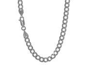 JewelStop 925 Sterling Silver Rhodium Plated 7 mm Curb Chain Necklace Lobster Claw Clasp 24