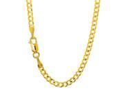 JewelStop 10k Solid Yellow Gold 2.8 mm Comfort Curb Chain Necklace Lobster Claw Clasp 18