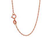JewelStop 14k Solid Rose Gold 1 mm Singapore Chain Necklace Spring Ring Clasp 20