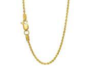 JewelStop 14k Solid Yellow Gold 2 mm Rope Chain Necklace, Lobster Claw Clasp - 22 JewelStop 14k Solid Yellow Gold 2 mm Rope Chain Necklace, Lobster Claw Clasp - 22