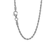 JewelStop 14k Solid White Gold 2 mm Rope Chain Necklace Lobster Claw Clasp 30