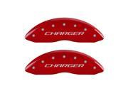 MGP Caliper Covers 12001SCHRRD Charger Red Caliper Covers Engraved Front Rear Set of 4