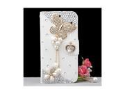 Moonmini 3D Bling Crystal Rhinestone PU Leather Flip Folio Case Cover Skin Protector with Magnetic Closure for Samsung Galaxy Core Max G5108Q Butterfly Design