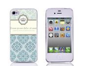 Moonmini Cute Lovely Blue Flower Crown Pattern Hard PC Snap On Back Case Cover Shell for iPhone 4 4S