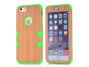 Moonmini Wooden Grain Hybrid Combo Full Body Protection Back Case Cover Protective Shield for Apple iPhone 6 Plus 5.5 inch Green