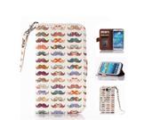 Moonmini Colorful Mustaches Pattern Book Style PU Leather Flip Cover Print Case with Card Holders Stand Function Hand Strap for Samsung Galaxy S3 I9300 III