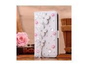 Moonmini White 3D Fashion Handmade Bling Diamond PU Leather Flip Case Cover Wallet Card Holders for Sony Xperia Z4 Mini Cherry