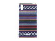 Moonmini Elegant National Style Fabric Cloth Grain Design Hard Back Phone Case Cover Skin for Sony Xperia T3