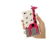 Moonmini 3D Cute Giraffe Design Silicone Phone Back Case Cover Shell for Apple iPhone 5 5S White Hot Pink