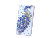 Moonmini 3D Peacock Design Charming Bling Crystal Rhinestone Transparent Phone Case Cover Shell for iPhone 5 5S 5G Dark Blue