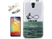 Moonmini Sea and Anchor Pattern Soft Silicone Snap On Back Case Cover Shell for Samsung Galaxy Note 3 Neo N7505 Screen Film Dustproof Plug Not for Note 3