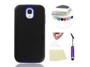 Moonmini Samsung Galaxy S4 i9500 Impact Resistant Shockproof Hybrid Case Cover Protective Shield with Card Holder Black