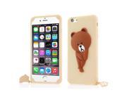 Moonmini 3D Lovely Bear Soft Silicone Phone Back Case Cover Skin Protective Shell for Apple iPhone 5 5S Stylus Screen Film Cleaning Cloth Beige