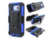 Moonmini Samsung Galaxy S6 Edge G9250 Full Body Rugged Holster Shockproof Hybrid Case Cover with 360 Degrees Rotation Belt Clip Blue