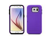 Moonmini Samsung Galaxy S6 G9200 2 in 1 Hybrid Combo Snap On Phone Back Case Cover Protective Shield with Card Holder Purple