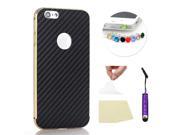 Moonmini Stylish 2 in 1 Hybrid Phone Pattern PU Leather Black Back Cover Aluminum Bumper Frame Case for Apple iPhone 6 Plus 5.5 inch Golden