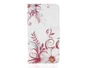Moonmini Case for LG D690 White Flower Stylish PU Leather Flip Stand Case Cover Wallet with Magnetic Closure and Card Holders
