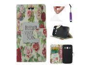 Moonmini Case for Samsung Galaxy Core Plus G350 Flower and Words Stylish PU Leather Flip Stand Case Cover Wallet with Card Holders