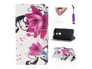 Moonmini Case for Motorola Moto X2 Ink Flower Stylish PU Leather Flip Stand Case Cover Wallet with Magnetic Closure and Card Holders