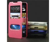 Moonmini Case for HTC Desire 516 Silk Grain Leather Slim Flip Stand Case Cover with View Window and Stand Function Pink