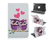 Moonmini For Samsung Galaxy Tab Pro 8.4 inch T320 360 Degrees Rotation PU Leather Flip Stand Case Cover Skin Protector with Elastic Safety Strap Owl Family
