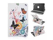 Moonmini For Samsung Galaxy Tab Pro 8.4 inch T320 360 Degrees Rotation PU Leather Flip Stand Case Cover Skin Protector with Elastic Safety Strap Flower Butterf