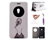 Moonmini Case for Asus ZenFone 5 PU Leather Flip Case Cover Protector with View Window and Stand Function Figure Girl