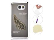 Moonmini Case for Samsung Galaxy Note 5 Grey 3D Angle Wings Pattern Stylish Lightweight Back Case Cover Protective Skin