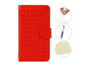 Moonmini Case for Samsung Galaxy S5 i9600 Woven Pattern PU Leather Flip Stand Case Cover Wallet with Magnetic Closure and Card Holders Red