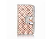 Moonmini Case for Wiko Ozzy Champagne 3D Luxury Bling Rhinestones Diamonds Bow Bone Leather Flip Case Cover Wallet with Card Holders