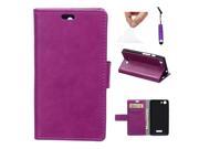 Moonmini Case for Wiko Bloom 2 Crazy Horse Pattern PU Leather Case Flip Stand Cover Wallet Card Slots with Magnetic Closure Purple